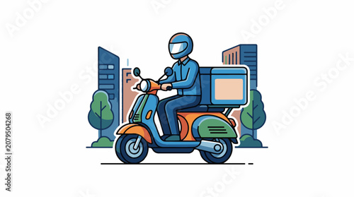 A delivery person rides a scooter through a city (4)