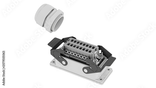 Industrial Heavy Duty Electrical Connector 3D Model – High Detail Mechanical Component