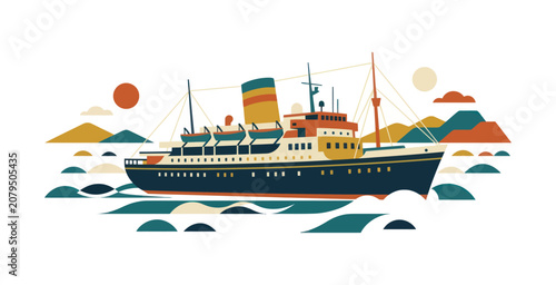 Foto Vintage Ocean Liner Vector Illustration