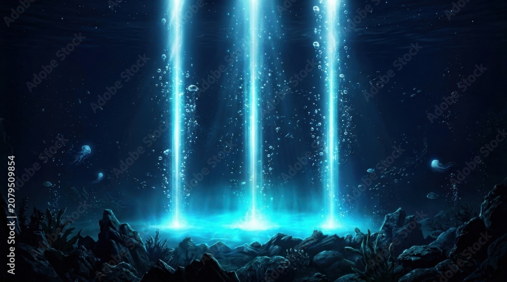 Obraz premium Blue Energy Beams Sci Fi Background