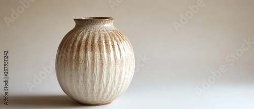 Textured ceramic vase cream and brown gradient home decor studio shot