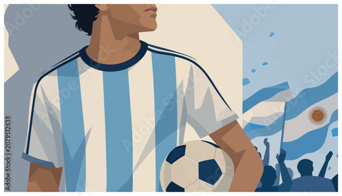 Soccer Player Holding Ball Argentina.