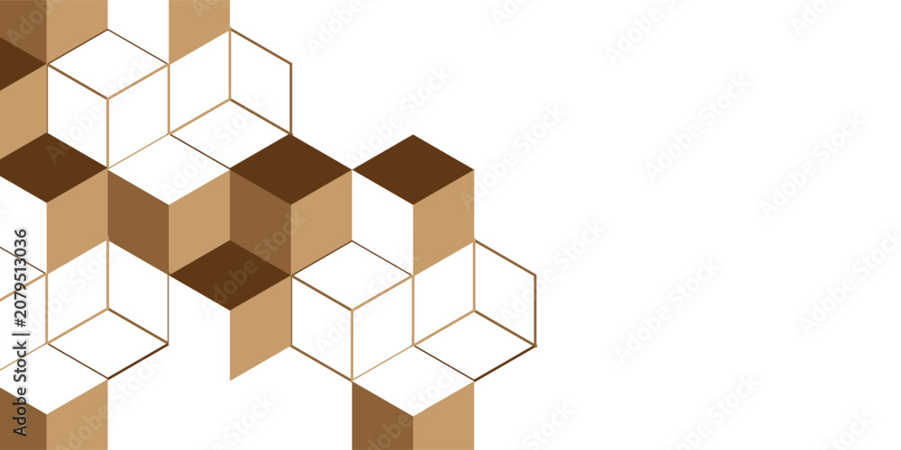 Fototapeta premium Abstract simple brown 3d cube pattern clean white background