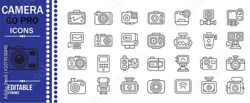 Schilderij op canvas Digital Camera and Filmmaking Editable Line Icons