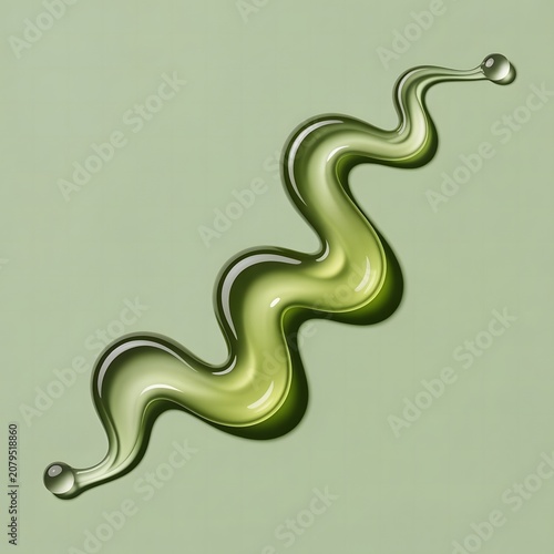 Abstract Metallic Green Serpentine Ribbon with Smooth Organic Curves Representing Modern Luxury Design Fluid Art Creative Minimalism and Elegant Decorative Background