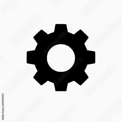 Black gear icon in minimalist style on white background  