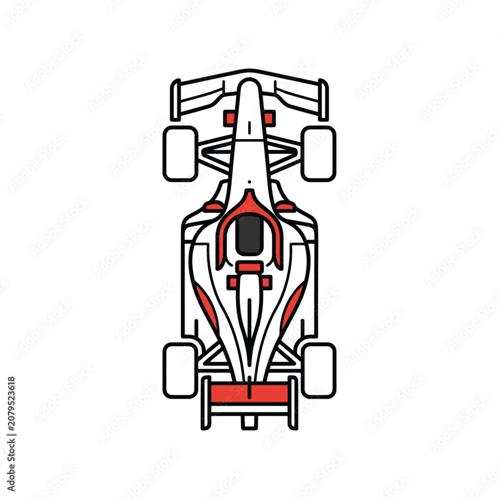 Obraz premium Formula 1 Racing Car Top View Vector Illustration
