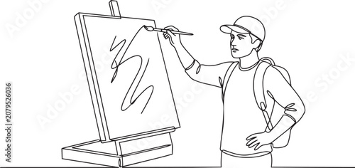 Tableau sur toile Continuous line drawing of a woman riding a horse equestrian sport vector