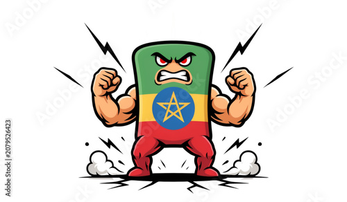 Strong muscular boxer holding colorful boxing gloves and punching bags Vector