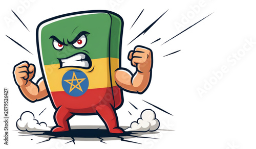 Angry cartoon superhero character with green skin flexing muscles in dynamic pose Vector