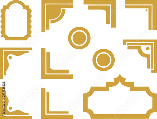 vector set of gold and silver labels