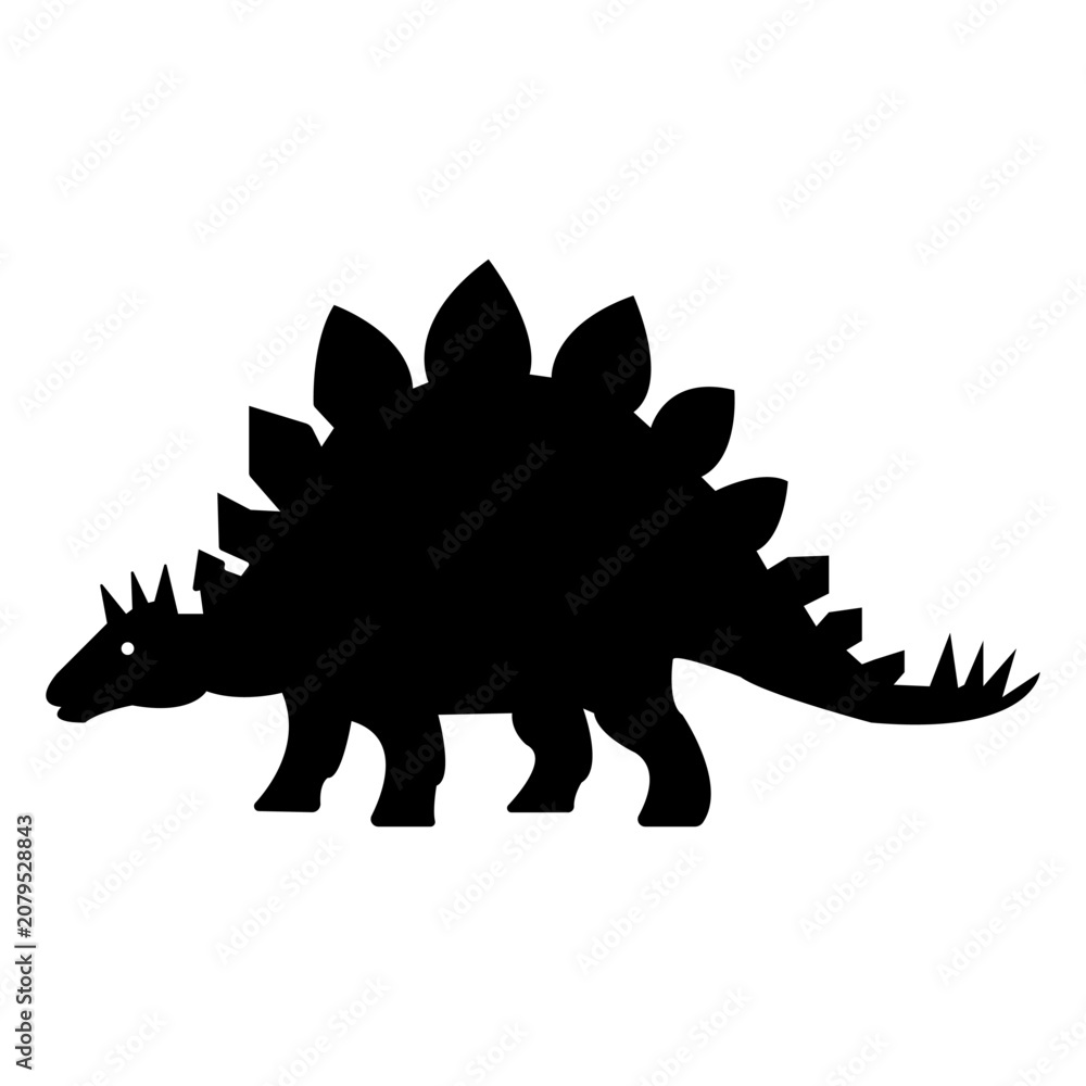 Fototapeta premium Stegosaurus dinosaur silhouette on a white background prehistoric reptile illustration