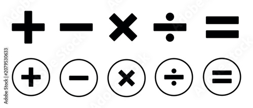 Foto Mathematics operator signs vector set representing basic arithmetic symbols including plus minus multiply divide and equal