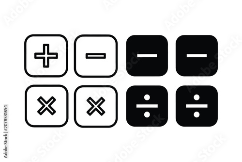Canvastavla Mathematical operation icons, flat vector illustration