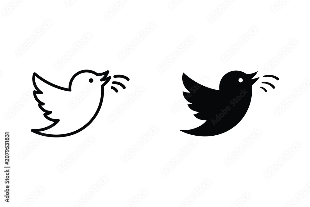 Fototapeta premium Bird vector illustration, line art and silhouette