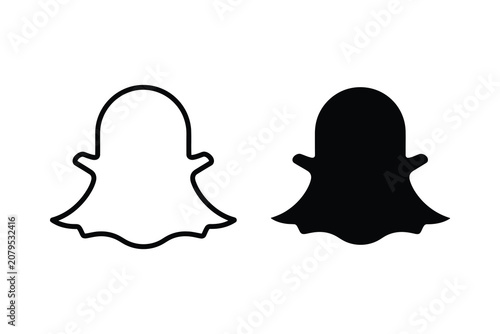 Fotografía Ghost and speech bubble vector illustration line art style