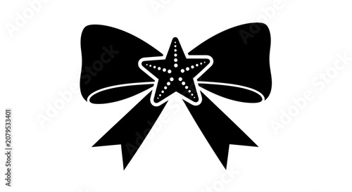 Decorative ribbon bow with a central starfish ornament.
