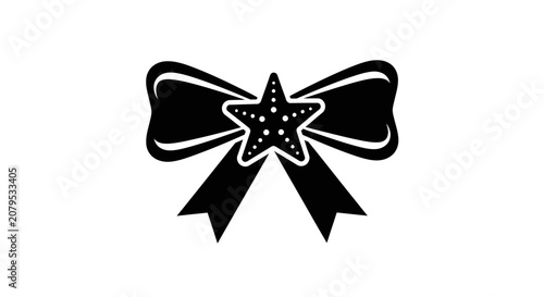 Decorative ribbon bow with a central starfish element.