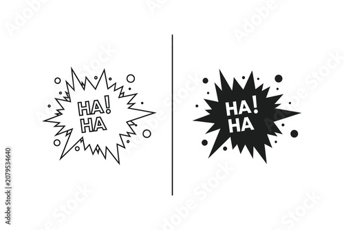 Konstfotografi Laughing speech bubble vector, line art and solid fill