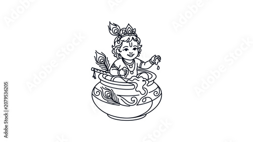 Obraz na plátně Little girl sitting in teacup illustration.