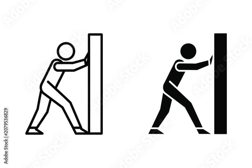 Person using walking cane vector line illustration with accessibility symbol