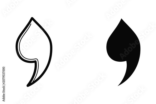 Quotation mark vector illustration, outline and solid fill