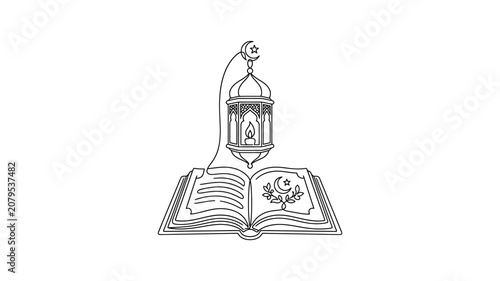 Islamic lantern on holy book.