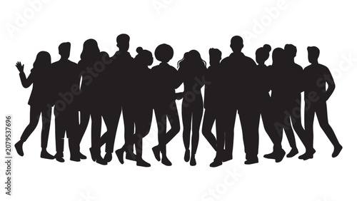 Valokuva Group of people silhouettes walking together in casual attire transparent backgr