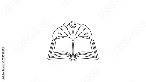 Open Book with Sun Rays Emerging.