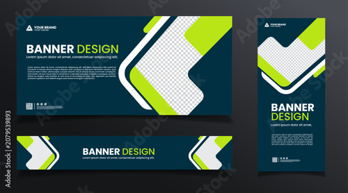 Schilderij op canvas Abstract blue and green color design background for a banner template