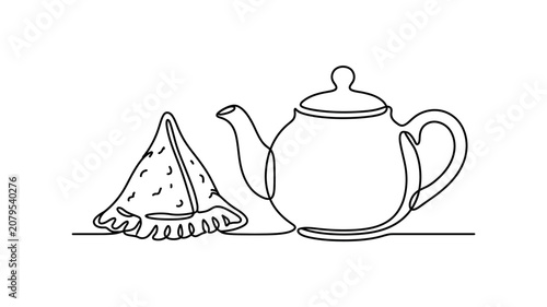 Tea Time with Slice of Cake.