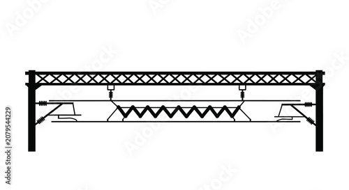 Photos Overhead catenary system silhouette on a white background