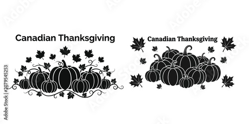 Canadian thanksgiving pumpkins and maple leaves