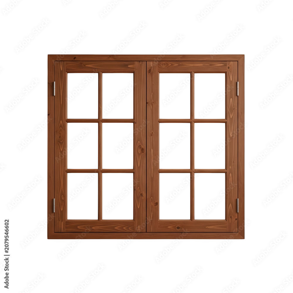 Obraz premium Double pane wooden window with grid design