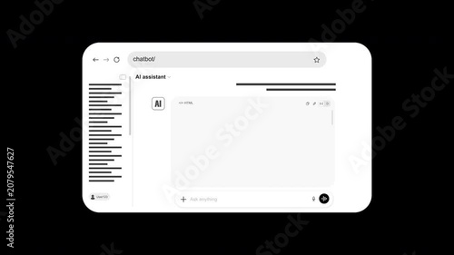 3D AI Browser Interface Concept, Code Generating Animation | Alpha channel
