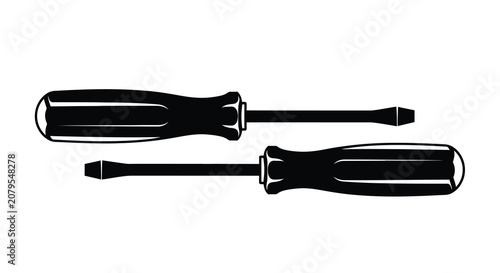 Tableau sur toile Screwdrivers Silhouette On White Background Tool Set Illustration