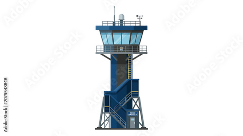Industrial metal observation watch tower illustration.