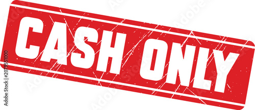 Canvastavla CASH ONLY: A bold red marker used to specify that payments must be handled with physical currency denominations