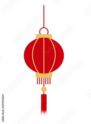 Red Chinese lantern isolated on a white background.