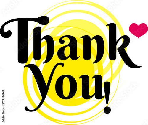 Thank you text handwritten greeting with love element illustration design