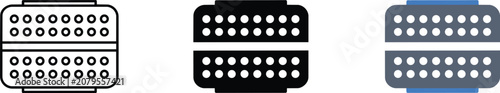 фотографія Parallel ata connector interface icons set, rectangular hardware port elements f