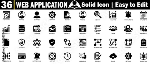 Φωτογραφία Set of thirty six web application icons