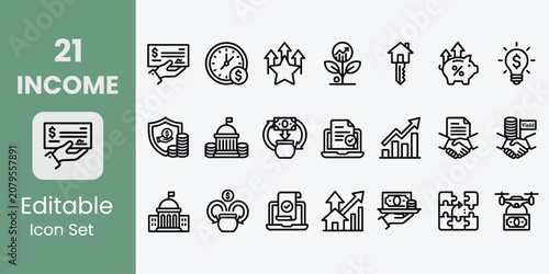 Tableau sur toile income icons for business and finance