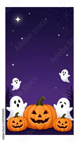 Seamless Halloween Pattern Featuring Smiling Jack O Lantern Pumpkins and Flying Bat Silhouettes