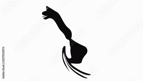 Abstract Black Silhouette Art on White Background with Organic and Curved Shapes