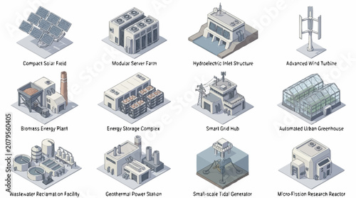 Foto Isometric Industrial Buildings and Factories Collection.