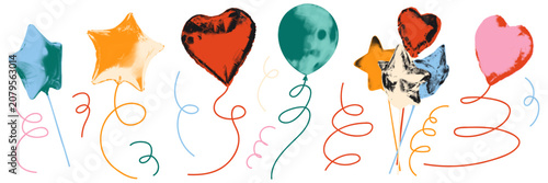 Fotografía Halftone balloon collage elements set