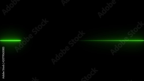 Straight  neon laser line on a black background. glowing horizontal neon lines streaming across on the screen. Abstract beautiful  neon line background.