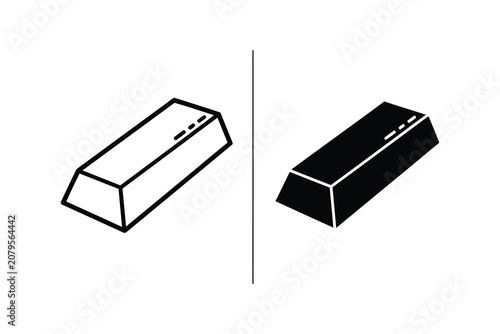 Gold Bar Icon Set in Outline and Solid Style