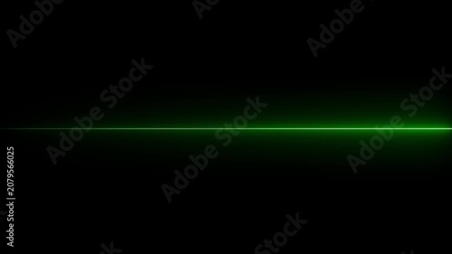 Straight neon lazer line color blue black background.